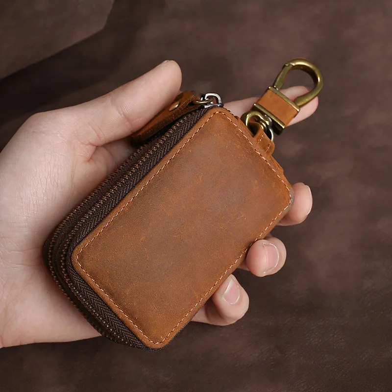 Top Trends: Genuine Leather Key Wallet Keychain Zipper Men Car Key Holder Case Housekeeper Pouch Bag High Quality Designer Key Purse Women Shoppable Styles