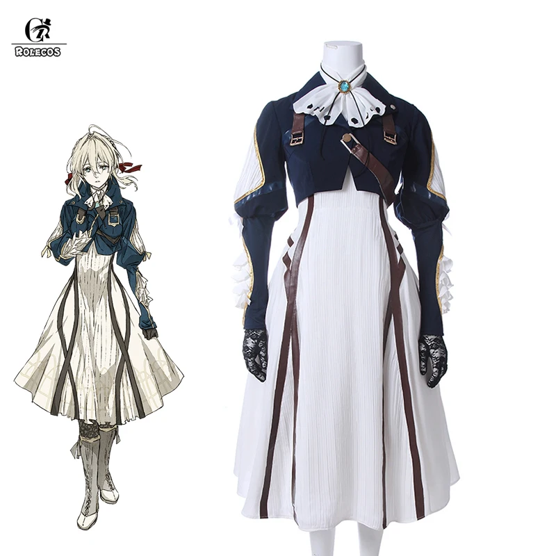 Top Trends: ROLECOS Violet Evergarden Cosplay Costume Anime Violet Evergarden Costume For Women Halloween (Top + Dress + Gloves) Size S-3XL Shoppable Styles