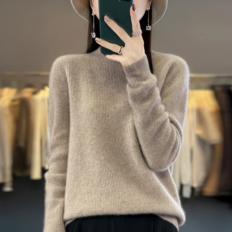 Top Trends: Autumn Winter Women Basic Mock-neck 100% Merino Wool Pullovers Sweater Slim Fit Cashmere Knitwear New Korean Fashion Tops Shoppable Styles