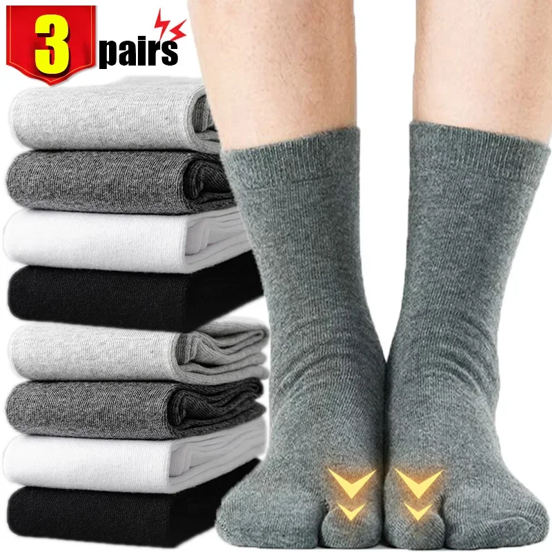 Top Trends: 3Pairs=6Pcs Two-toe Socks Women Men Sweaty Nonslip Split Separate Tabi Toes Socks Fiber Deodorant Long Stockings Solid Shoe Sox Shoppable Styles