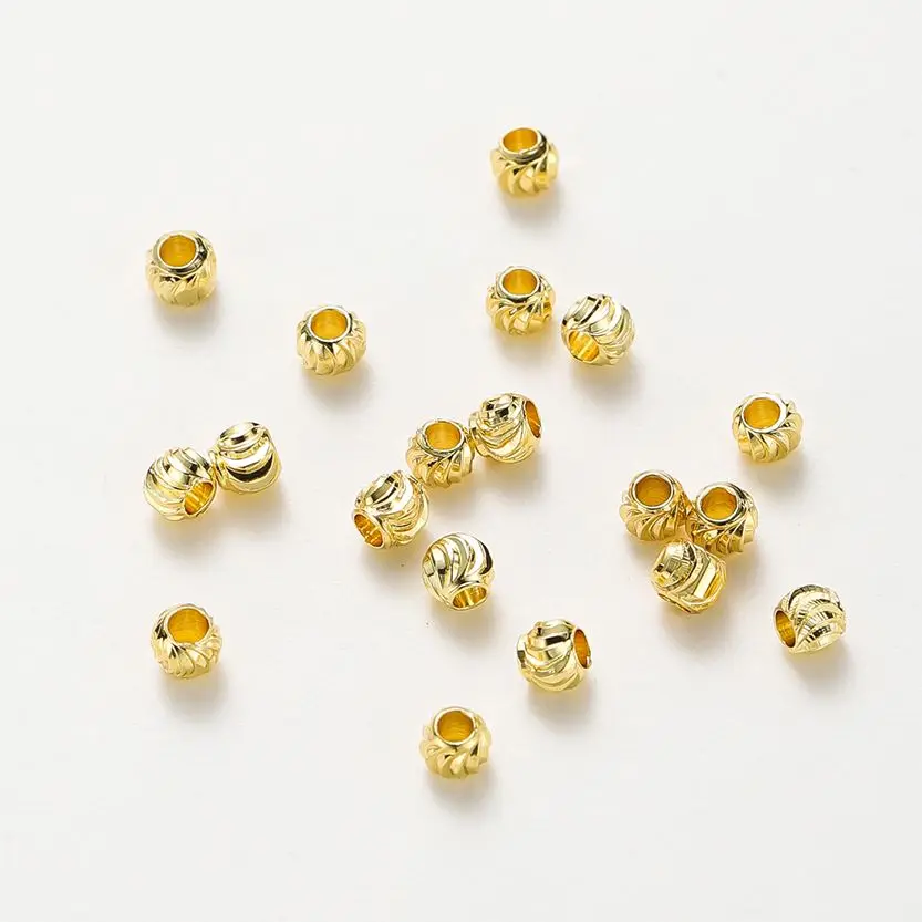 Top Trends: 50pcs DIY Jewelry Accessories 14K 18K Gold Plated Striped Cut Flower Beads 2.5 3 4 5 6mm Spacer Beads Bulk Hand Beading Material Shoppable Styles