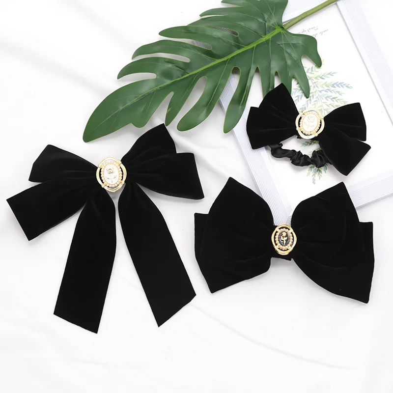 Top Trends: Black Velvet Bow Hairpin Elegant Fabric Roses Hair Clips Girls Women Korean Fashion Ponytail Barrette Heawear Sweet Accessories Shoppable Styles