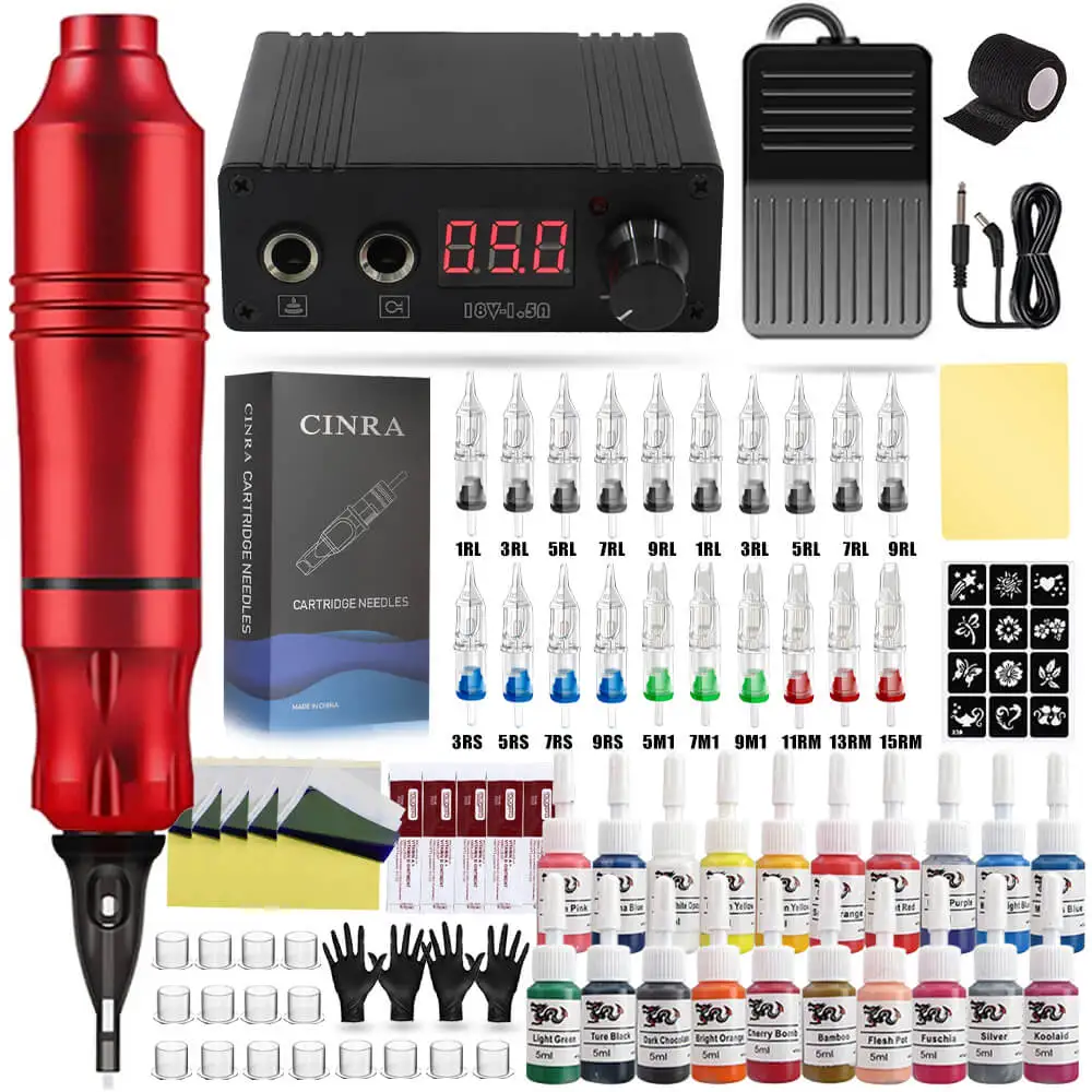 Top Trends: Beginner Tattoo Kit Professional Rotary Tattoo Pen Set Power Supply Cartridge Needle Ink DC Interface Makeup Gun Complete Kit Shoppable Styles