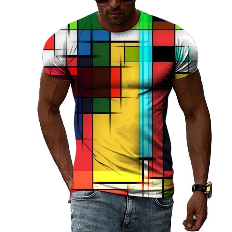 Top Trends: Leisure Grid Summer Popular Color Lattice Pattern Men&#039;s And Women&#039;s T-Shirts Print Hip Hop Round Neck Tees Short Sleeve Tops Shoppable Styles