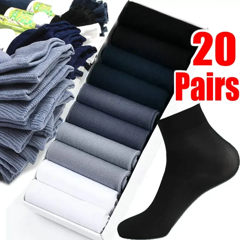 Top Trends: Men Ice Silk Socks Summer Spring Ultra-thin Socks Solid Business Socks Breathable Soft Socks Ankle Bamboo Fiber Socks Shoppable Styles