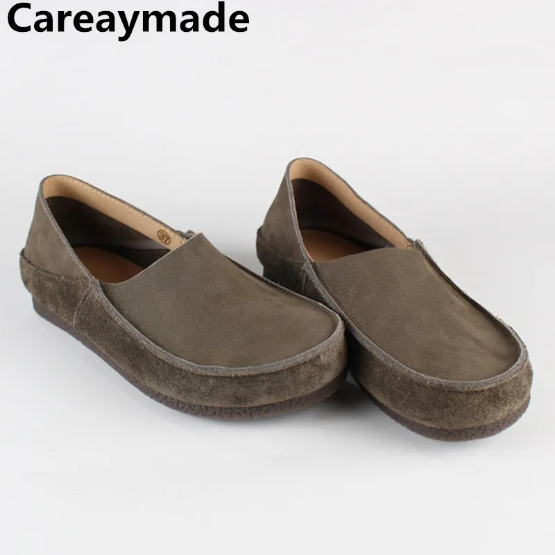 Top Trends: Careaymade-Genuine Leather Women's Shoes Cowhide Flat Shoes Men's Single Shoes Soft Sole Vintage Driving Shoes Big Siz 35-44 Shoppable Styles - Image 2