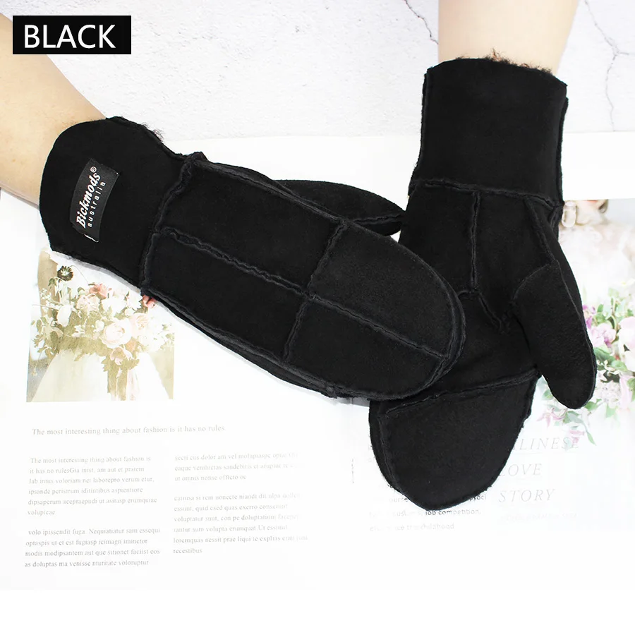 Top Trends: Sheepskin Fur Mittens Women's Ordinary Thick Winter Warm Hand-Stitched Boy Outdoor Windproof Cold Fingerless Gloves Shoppable Styles - Image 6