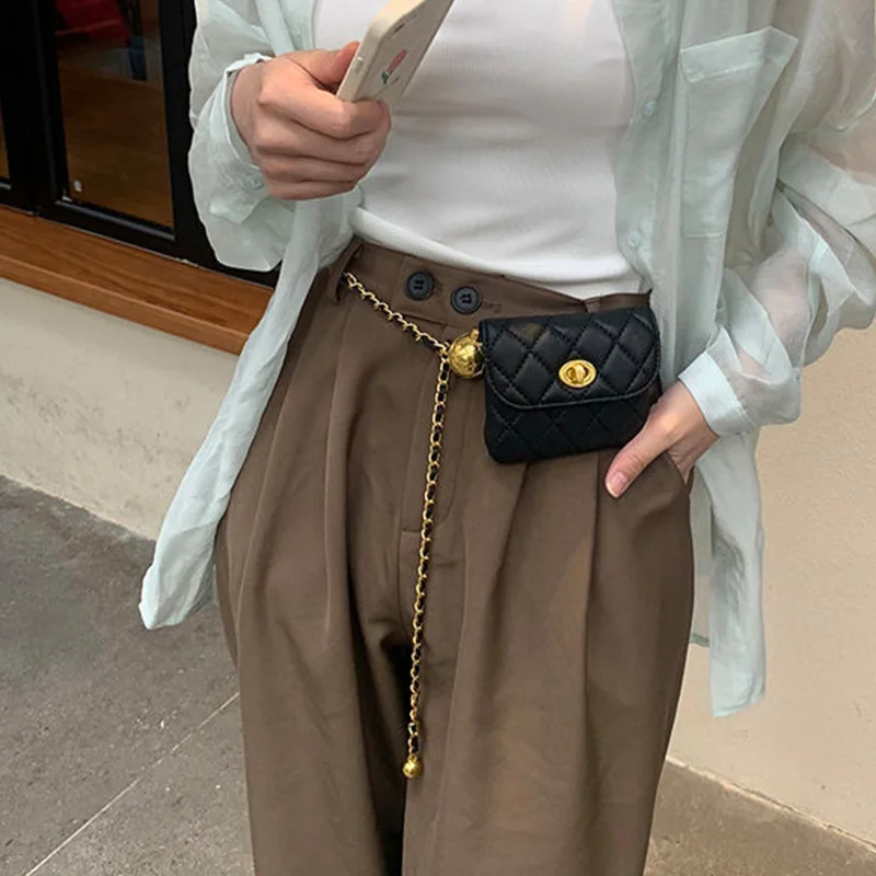 Top Trends: New Women Metal Belt Chain With Mini Bag Luxury Designer Brand Waist Strap Lady Girl Dress Jeans Trousers Decorative Accessories Shoppable Styles