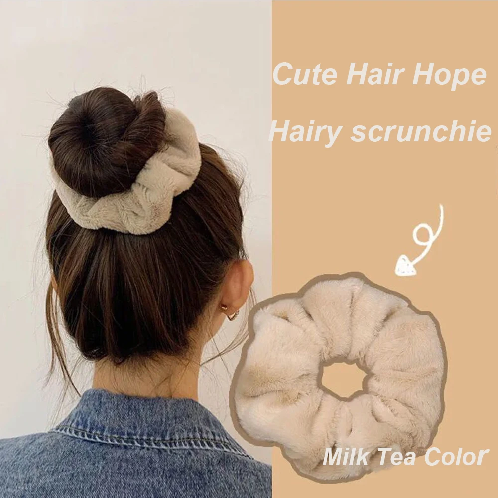 Top Trends: Solid Color Hairy Hair Rope High Elastic Pig Large Intestine Hair Bands Women Ponytail Holder Furry Headwear Hair Accessories Shoppable Styles