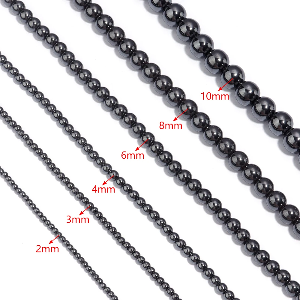 Top Trends: 1 Strand Black Hematite Natural Stone Beads 2 / 3 / 4 / 6 / 8 / 10mm Loose Round Beads For DIY Jewelry Making Bracelet Earring Accessories Shoppable Styles - Image 2