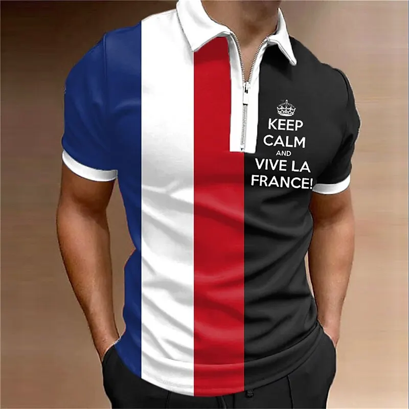 Top Trends: Flag Of France Men'S Zipper Polo Shirt 3d Printing High-Quality Men'S Clothing Fashion Design Short Sleeve Loose Oversized Shirt Shoppable Styles