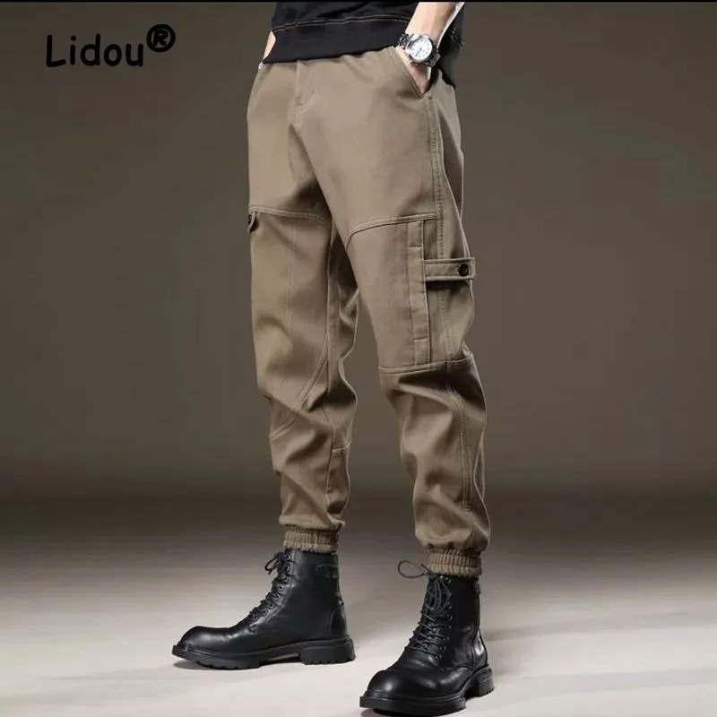 Top Trends: Fashion Vintage Pocket Cargo Pants Classic Loose Street Casual Cotton Youth Harlan All-match Tie One&#039;s Feet Male Trousers Shoppable Styles