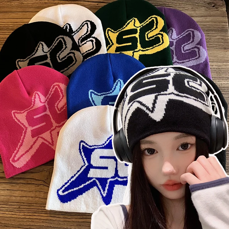 Top Trends: Y2k Men Women Wool Knit Beanie Hat Winter Warm Street Kpop Fashion Hip Hop Bonnet Hats Ins New Design Harajuku Beanies Hats Shoppable Styles