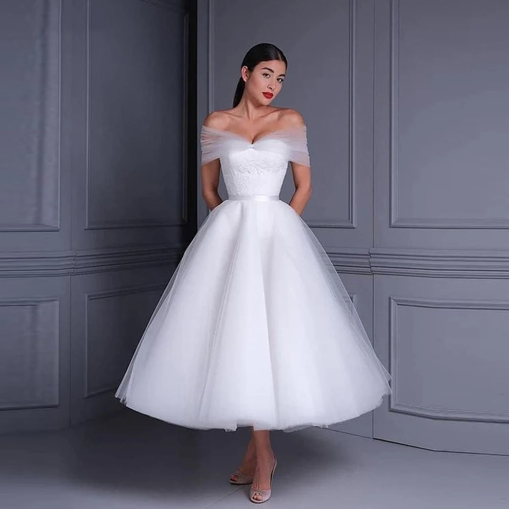 Top Trends: New 2023 Elegant Beautiful Sweet Short Off Shoulder Gauze Wedding Dresses Princess Beaded A-shaped Pretty Gorgeous Dresses Shoppable Styles