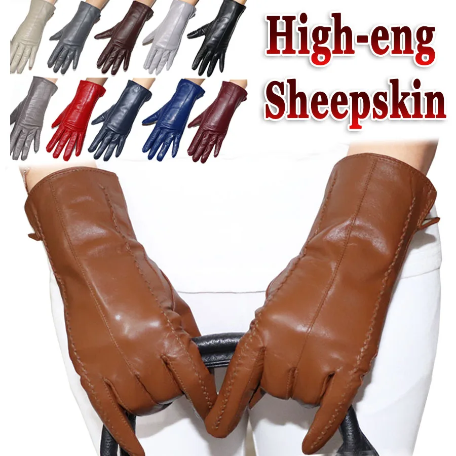 Top Trends: Genuine Sheepskin Gloves Women&#039;s Winter Warm Thickened Thin Touch Screen Leather Gloves Outdoor Riding High-end Fashion New 2023 Shoppable Styles