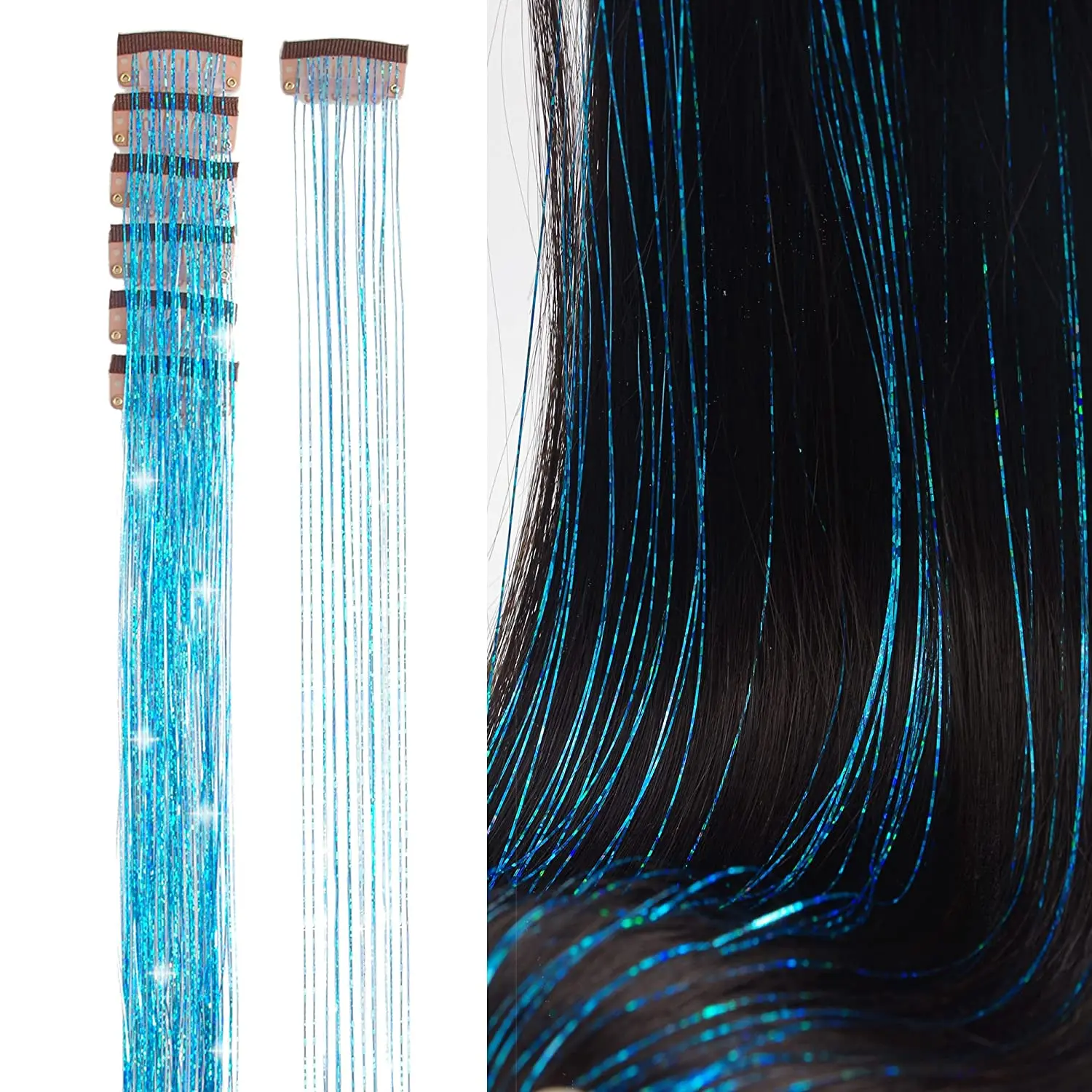 Top Trends: 1PC Clip In Hair Tinsel Heat Resistan Fairy Hair Tinsel Kit Clip In Tinsel Hair Extensions, Clip In On Shiny Colorful Hair Shoppable Styles