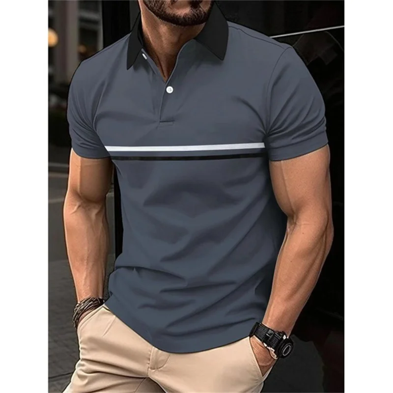 Top Trends: 2024 New Men's Polo Shirt Stripes Short Sleeve T-Shirts Casual Business Button Top Tees Summer Polo Shirts High Quality Clothes Shoppable Styles