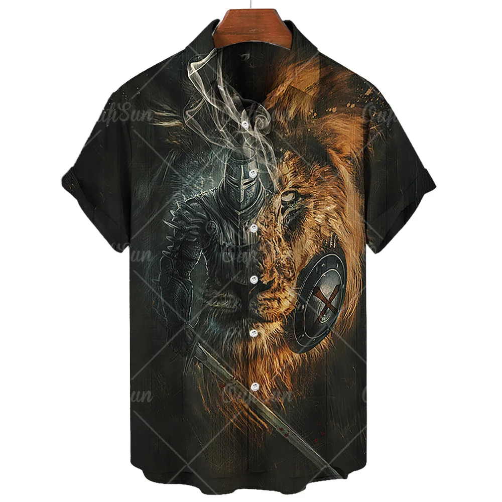 Top Trends: Men's Shirt Animal Lion Graphic Prints Turndown Outdoor Street Short Sleeves Print Oversized Clothed Apparel Fashion Casual Soft Shoppable Styles - Image 5