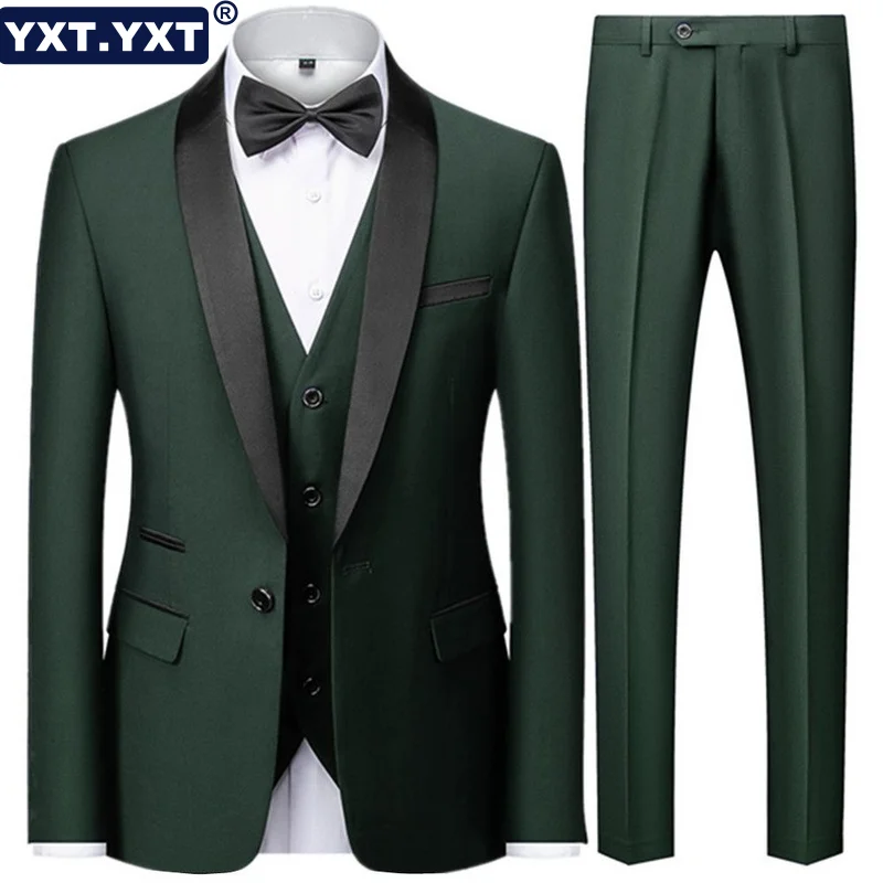 Top Trends: Luxury Full Men&#039;s Suit 2023 New In Blazer Pants Vest 3 Pieces Sets Formal Elegant Business Wedding Party Evening Pant Suits Shoppable Styles