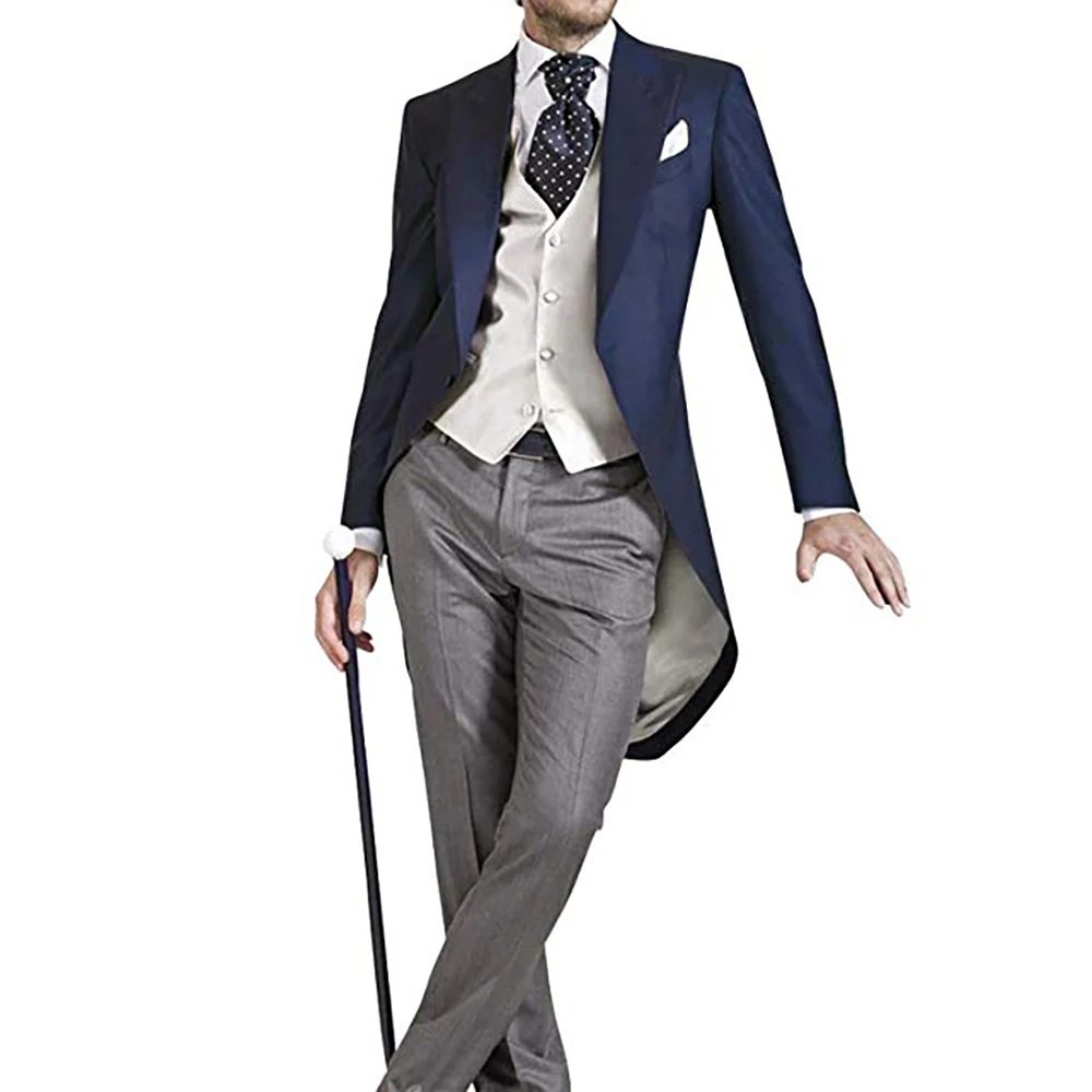 Top Trends: Tuxedo Men Suits Long Elegant Formal Wedding Fashion Single Breasted Terno Masculinos Completo Three Pcs Jacket Pants Vest Shoppable Styles