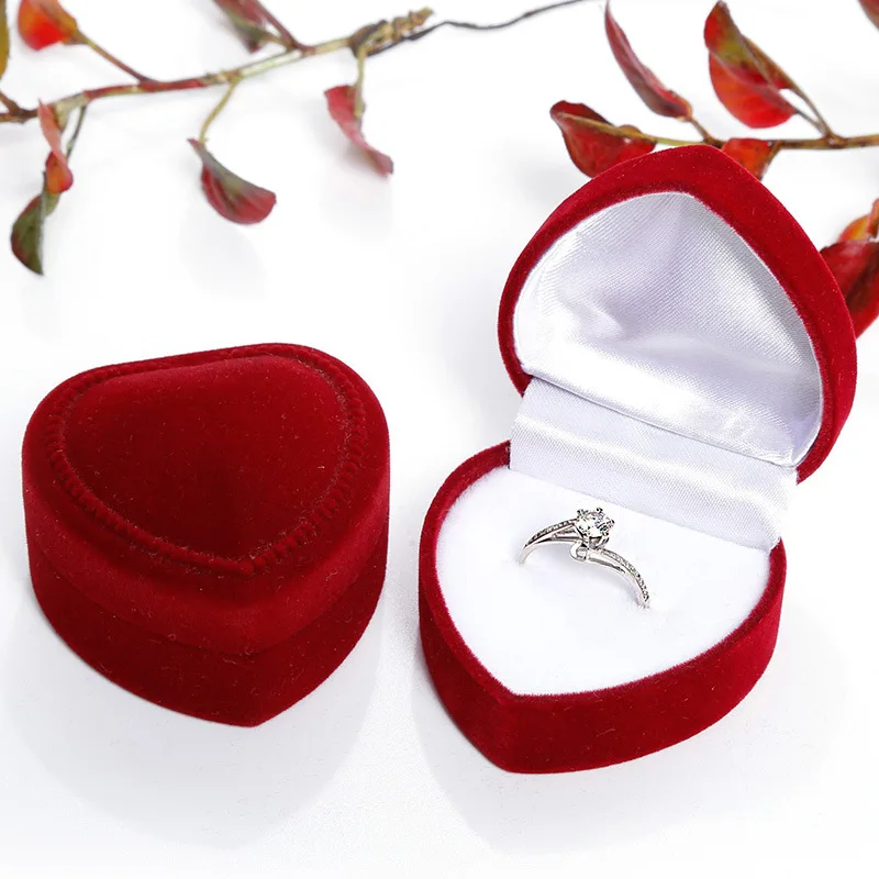 Top Trends: Velvet Heart Shaped Ring Box Earrings Jewelry Packaging Gift Box Proposal Engagement Wedding Ring Box Jewelry Counter Display Shoppable Styles