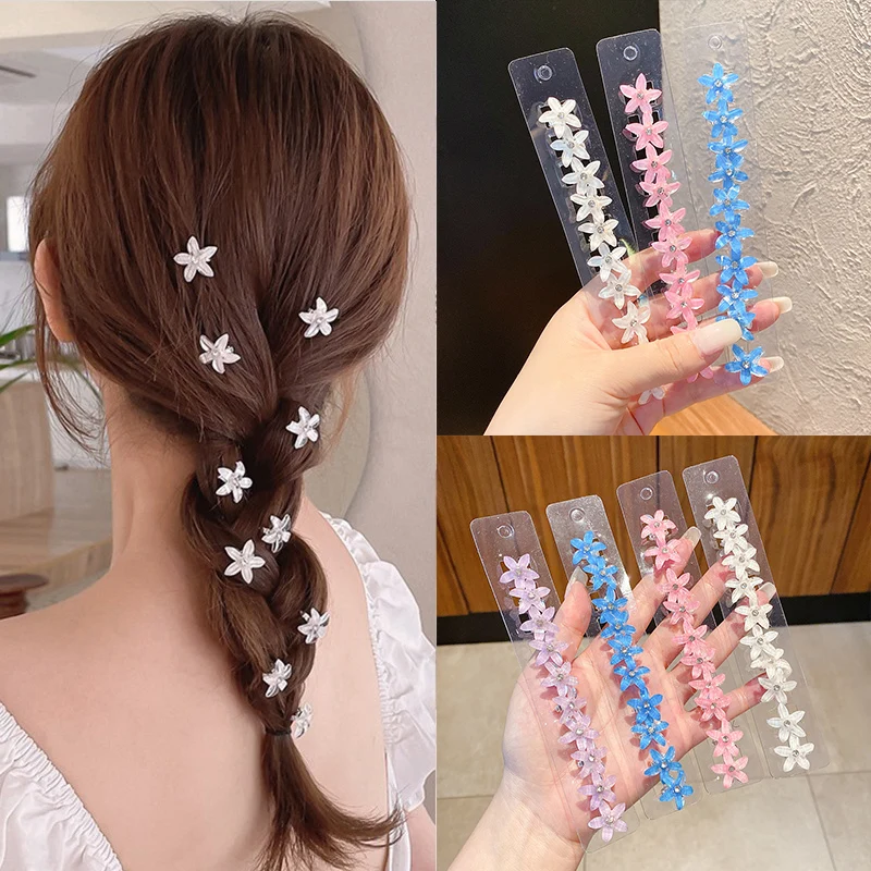 Top Trends: 10PCS / Set Hair Clip Braided Hair Small Flower Hair Buttons Hairpin Girl Cute Headdress Girl Mini Hair Claw Hair Accessories Shoppable Styles