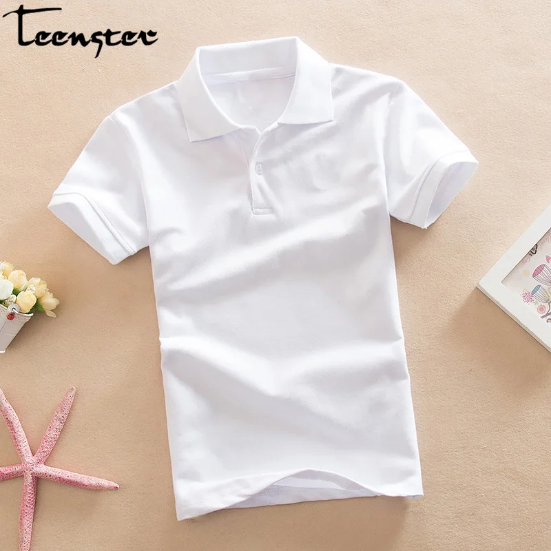 Top Trends: Teenster Kids Polo Shirt Summer Short Sleeve Tops Cotton Turn Down Collar Pure Color Sport Holiday Boys Shirts Outfits Shoppable Styles