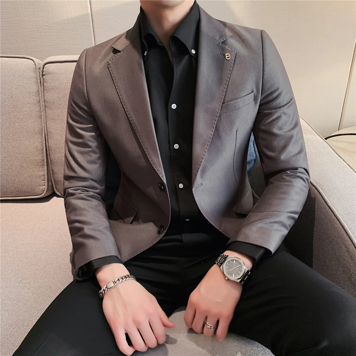 Top Trends: 2022 British Style Men Blazers Single ButtonWedding Business Blazer Masculino Retro Slim Social Casual Dress Coat Streetwear Shoppable Styles