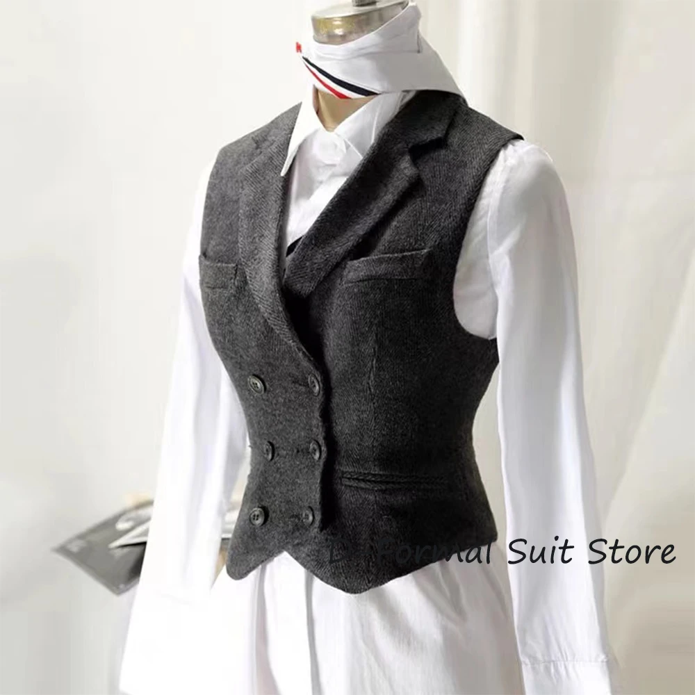 Top Trends: Woman’s Vest Herringbone Formal Work Wear Vests Lady Double Breasted Slim Fit Sleeveless Jacket куртки Shoppable Styles