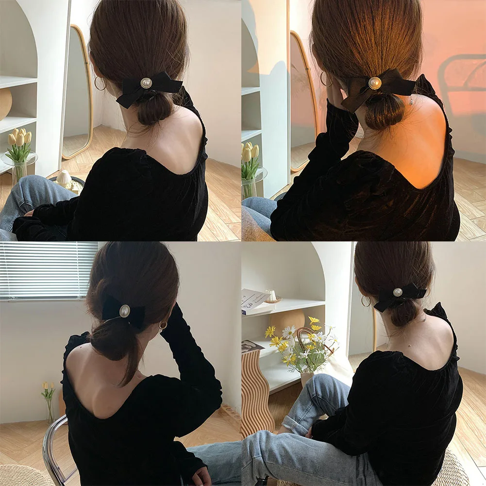 Top Trends: Retro Black Bows Hair Ties Elegant Ponytail Holder Elastic Hair Bands Fashion Korean Hair Rope Scrunchies Headwear Accessories Shoppable Styles - Image 4