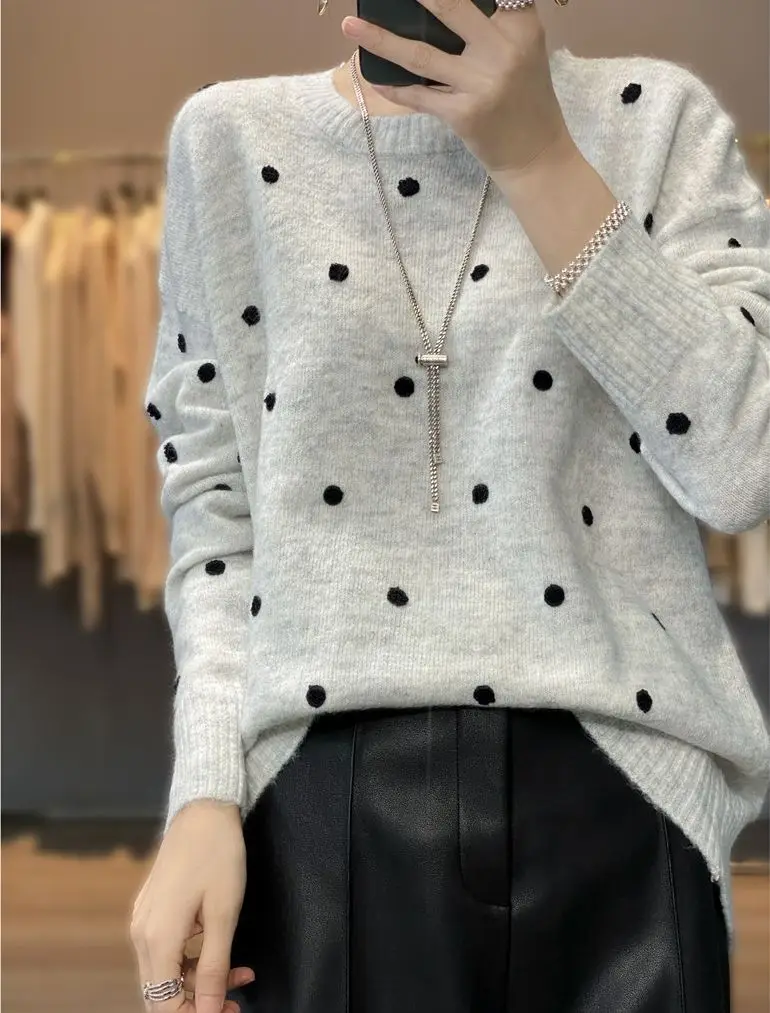 Top Trends: Autumn And Winter 2022 Women &#039;s New ChristmasCashmere Casual Pullover O-Neck Loose Soft HandEmbroidered Cashmere Sweater Korean Shoppable Styles