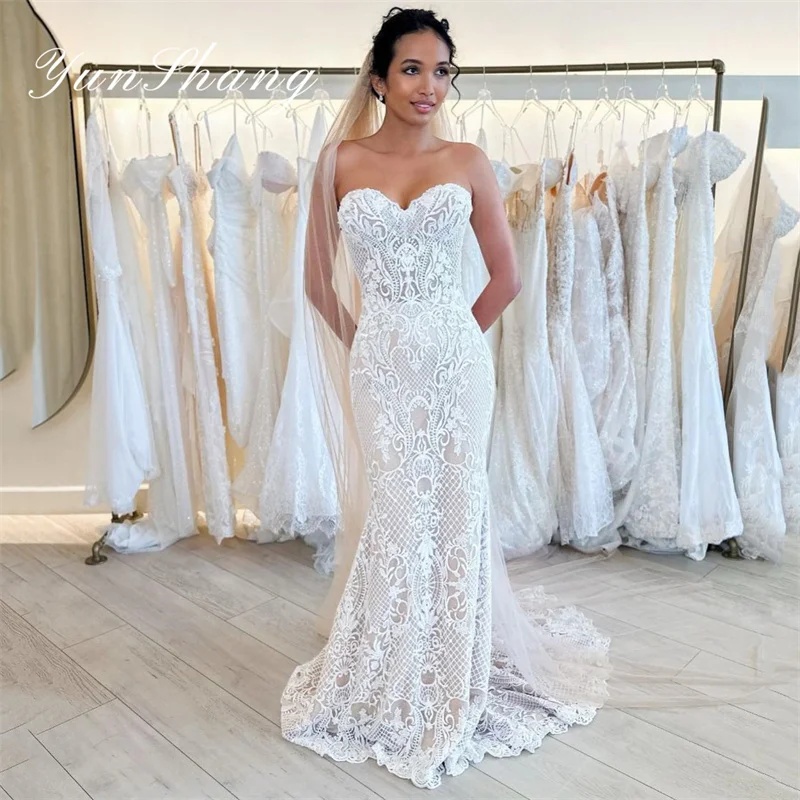 Top Trends: Yunshang Elegant Wedding Dress Women 2024 Mermaid Open Back Sweetheart Lace Applique Bridal Gowns Sweep Train Vestidos De Novia Shoppable Styles