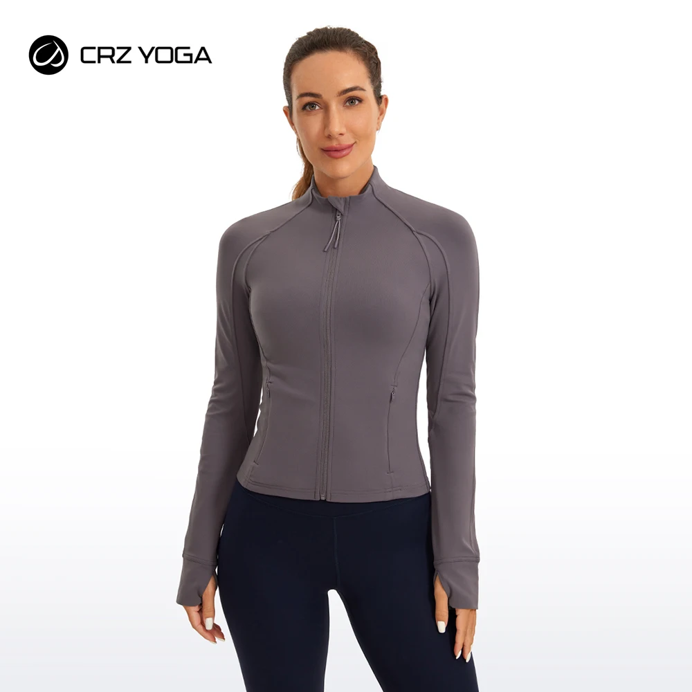 Top Trends: CRZ YOGA Winter Butterluxe Womens Cropped Slim Fit Workout Jackets - Weightless Track Athletic Full Zip Jacket With Thumb Holes Shoppable Styles