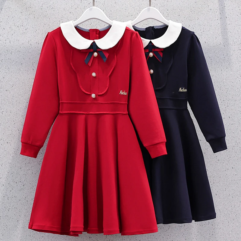 Top Trends: Teenagers Dresses For Girls Clothes Kids Dress School Uniform Long Sleeve Children Clothing Vestidos Costume 6 8 10 12 Y Years Shoppable Styles