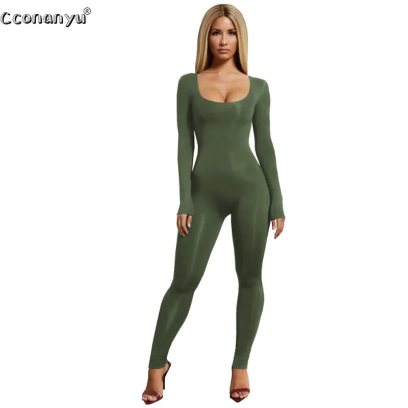 Top Trends: Spring Sexy Black Long Sleeve Jumpsuit White Green Rompers Jumpsuit Long Pants Solid Colors Casual One Piece Outfit Women Romper Shoppable Styles - Image 5