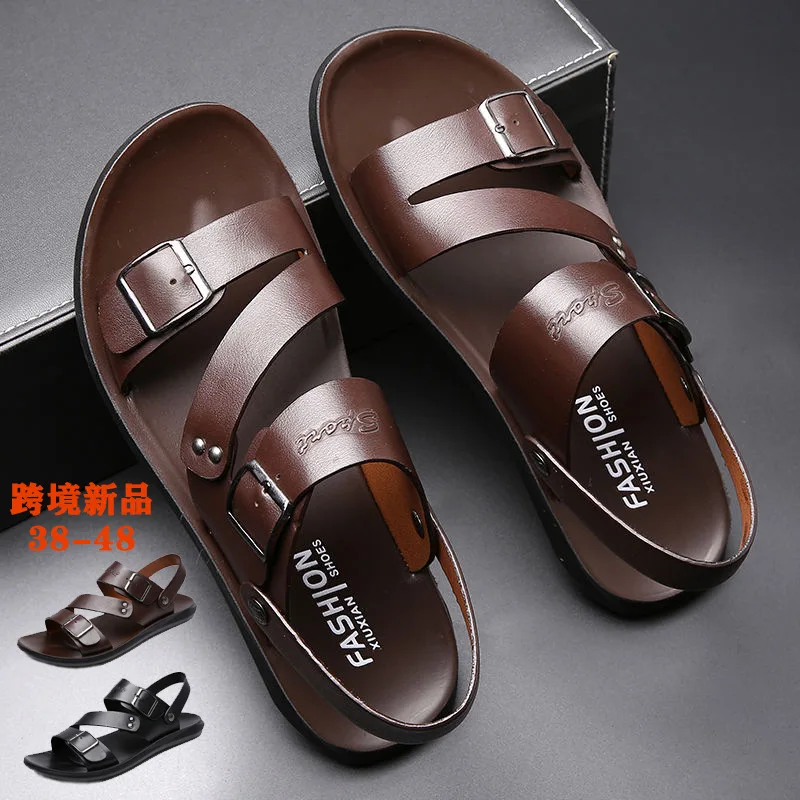 Top Trends: Concise Men&#039;s Sandals Solid Color PU Leather Men Summer Shoes Casual Comfortable Open Toe Sandals Soft Beach Footwear Male Shoes Shoppable Styles