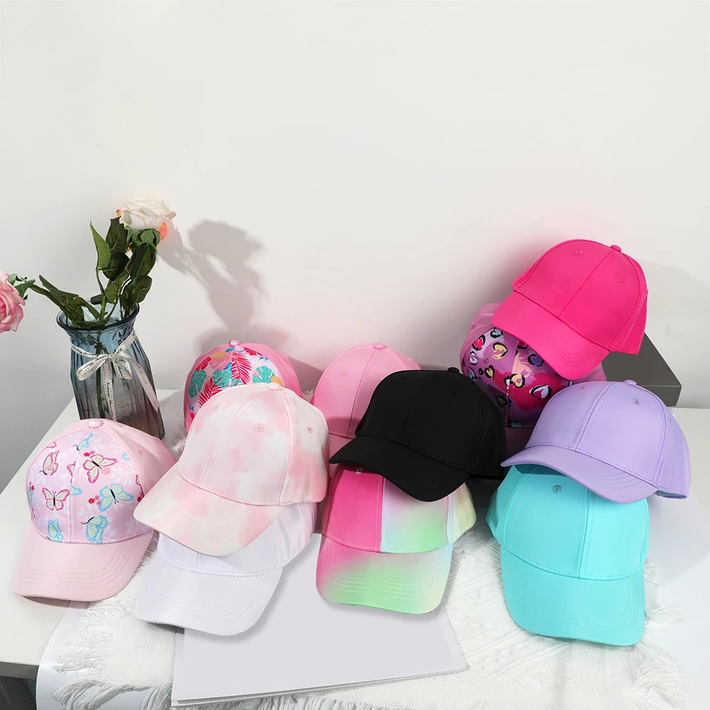 Top Trends: Children Summer Baseball Caps High Ponytail Hat Hollow Back Baby Girls Boys Snapback Hat Colorful Rainbow Sun Hats For Kids Shoppable Styles