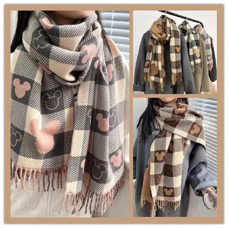 Top Trends: Disney Mickey Disney Winter Scarf Christmas Gift Warm Cute Classic Tartans Imitation Cashmere Anime Fashion Girl Women Friends Shoppable Styles