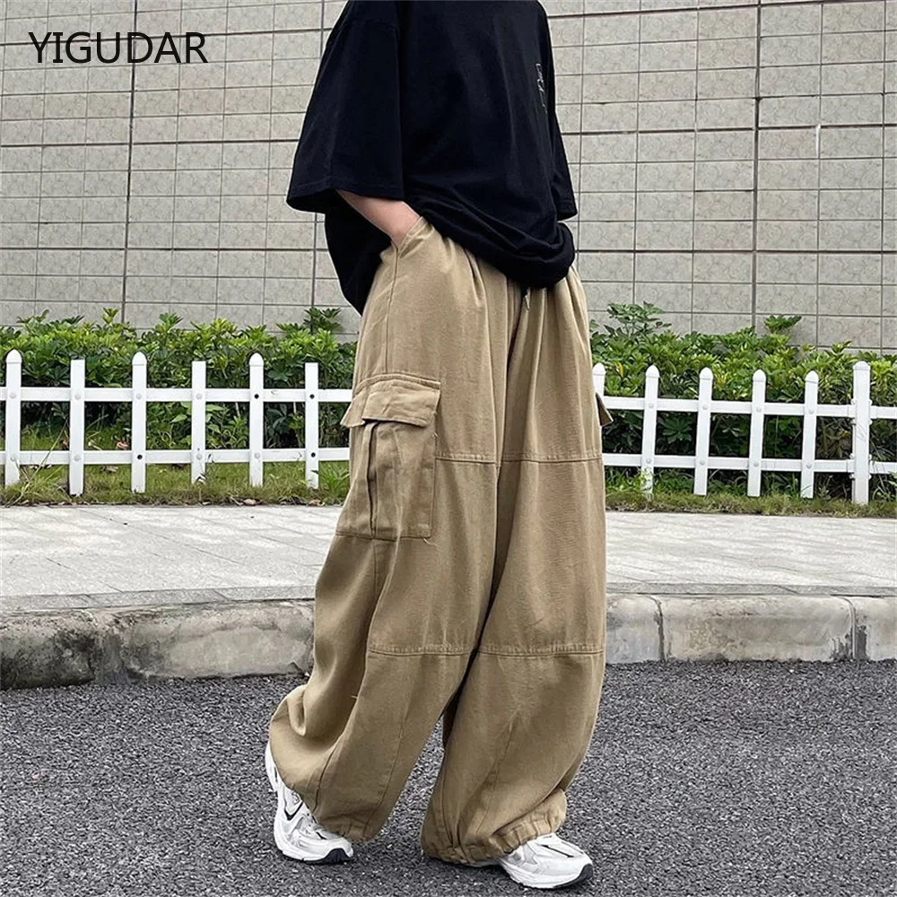 Top Trends: Harajuku Vintage Wide Leg Jeans Pants Men Casual Joggers Harem Pants White Cargo Pants Skateboard Trousers 2022 Streetwear Shoppable Styles