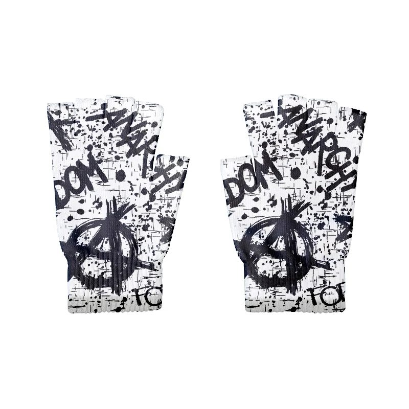 Top Trends: New Skull Print Open Finger Gloves Harajuku Fashion Cool Outdoor Half Finger Cycling Mittens Knitted Warm Funny Gloves For Unise Shoppable Styles - Image 6