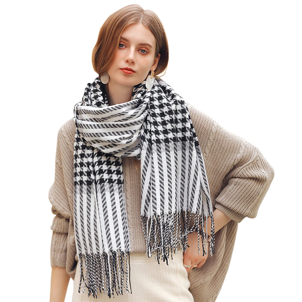 Top Trends: Women Autumn Winter Scarf Lady Cashmere Feeling Muffler Spring Fall Large Blanket Swallow Gird Shawl Soft Warm Hounds Tooth Wrap Shoppable Styles