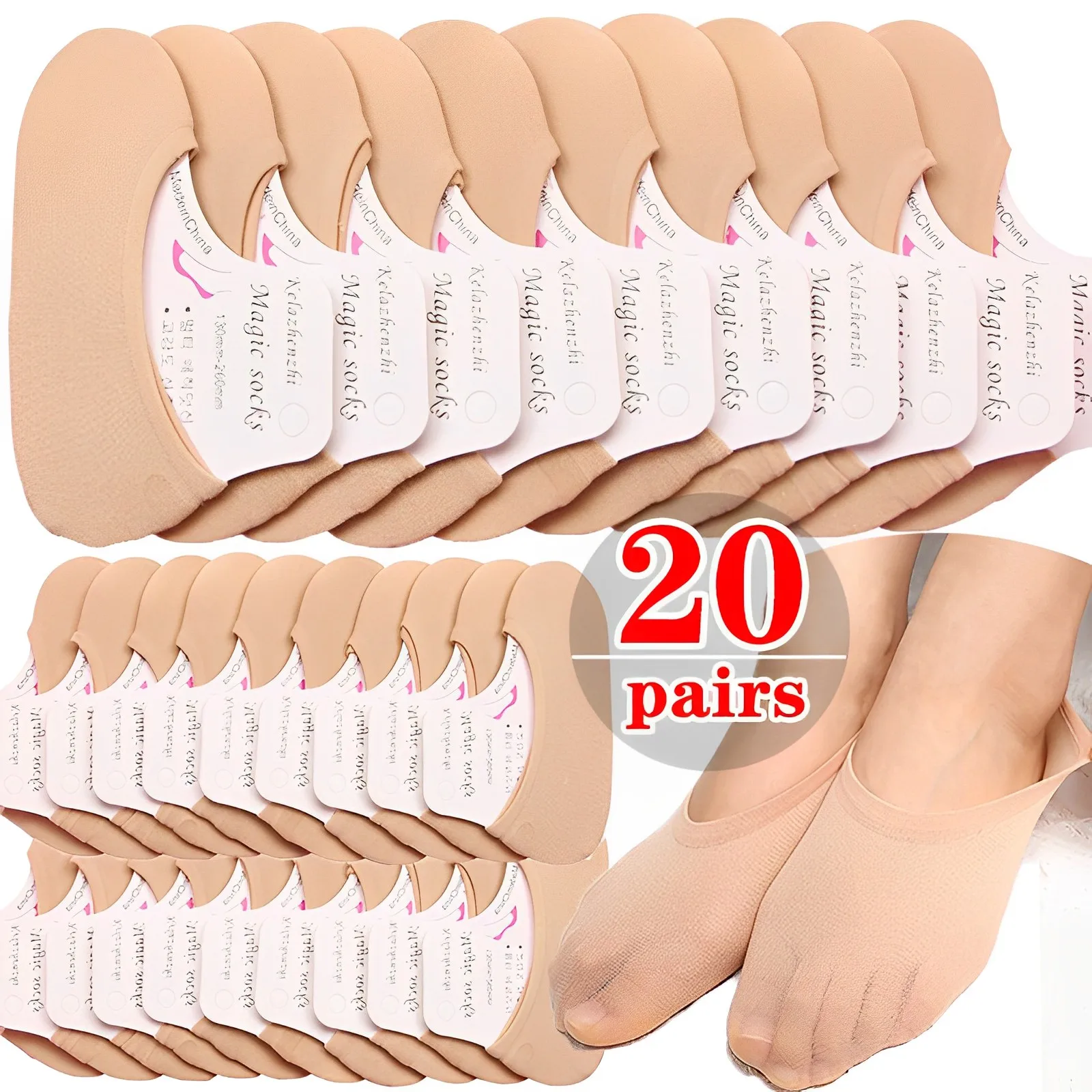 Top Trends: 40PCS Non-slip Invisible Socks Slippers Seamless Ice Silk Ankle Boat Socks Summer Thin Solid Casual Breathable No Show Socks Shoppable Styles