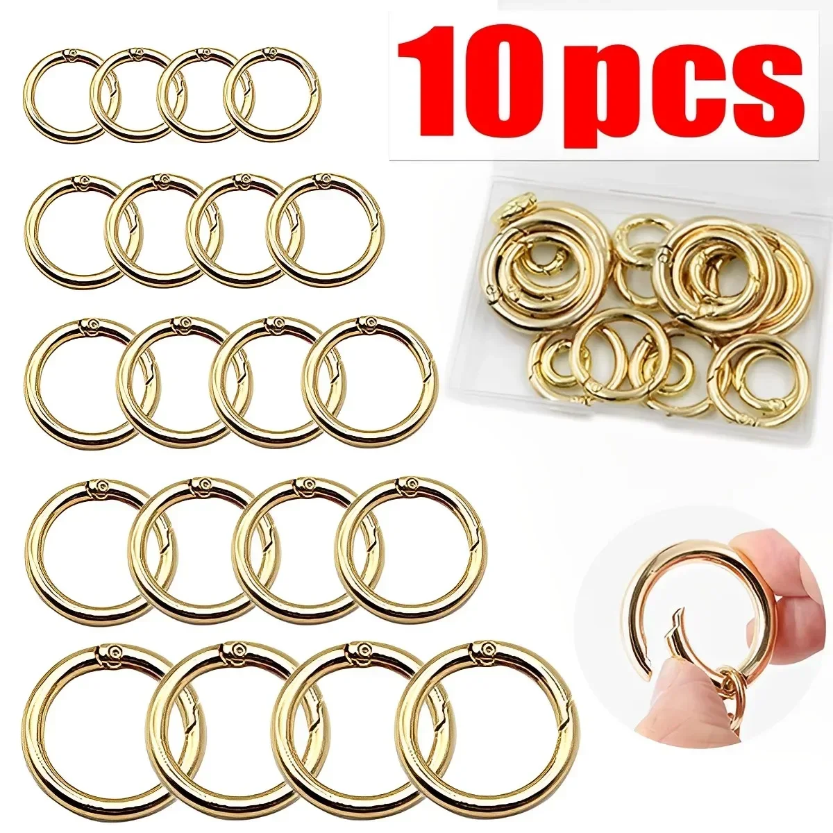 Top Trends: 10Pcs Metal O Ring Spring Clasps Openable Round Carabiner Keychain Bag Clips Hook Dog Chain Buckles Connector For DIY Jewelry Shoppable Styles