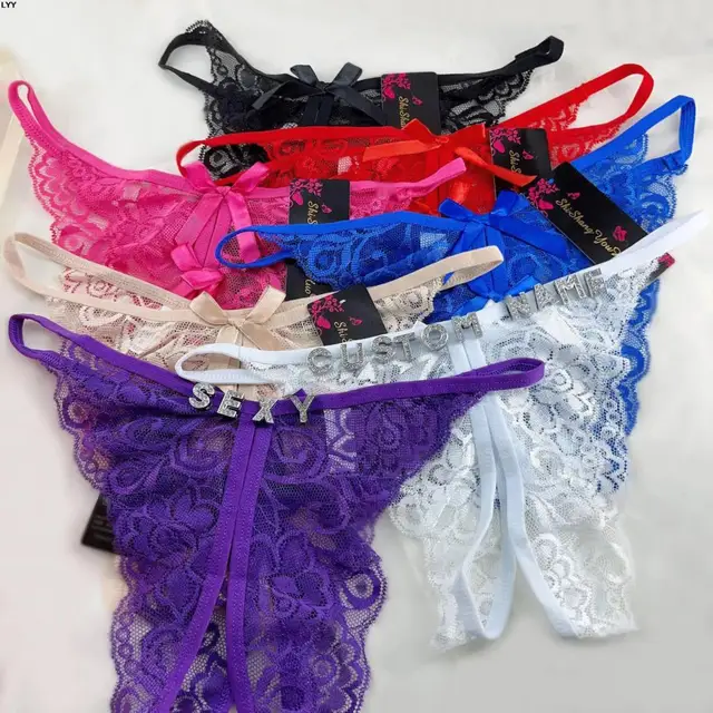 Custom Crotchless Panties for Women Lace G-string with Name Letter
