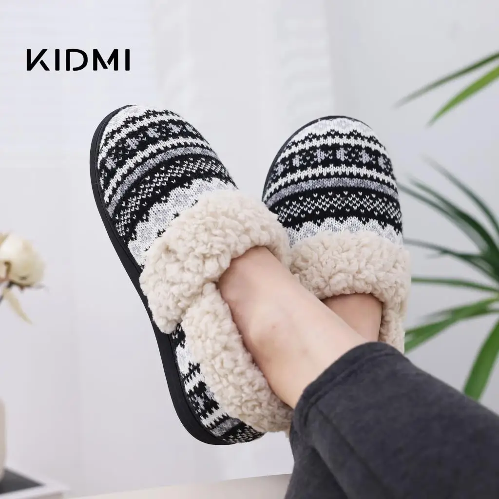 Top Trends: Kidmi Winter Fuzzy House Slippers For Women Warm Fleece Lined Home Slippers With Rubber Sole Fashion Knit Fur Padded Slippers Shoppable Styles