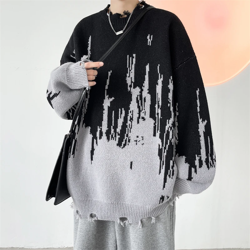 Top Trends: Hip Hop Ripped Punk Knitted Sweaters Men Oversized Harajuku Streetwear Sweaters Winter Couples Fashion Knit Pullovers Tops Shoppable Styles