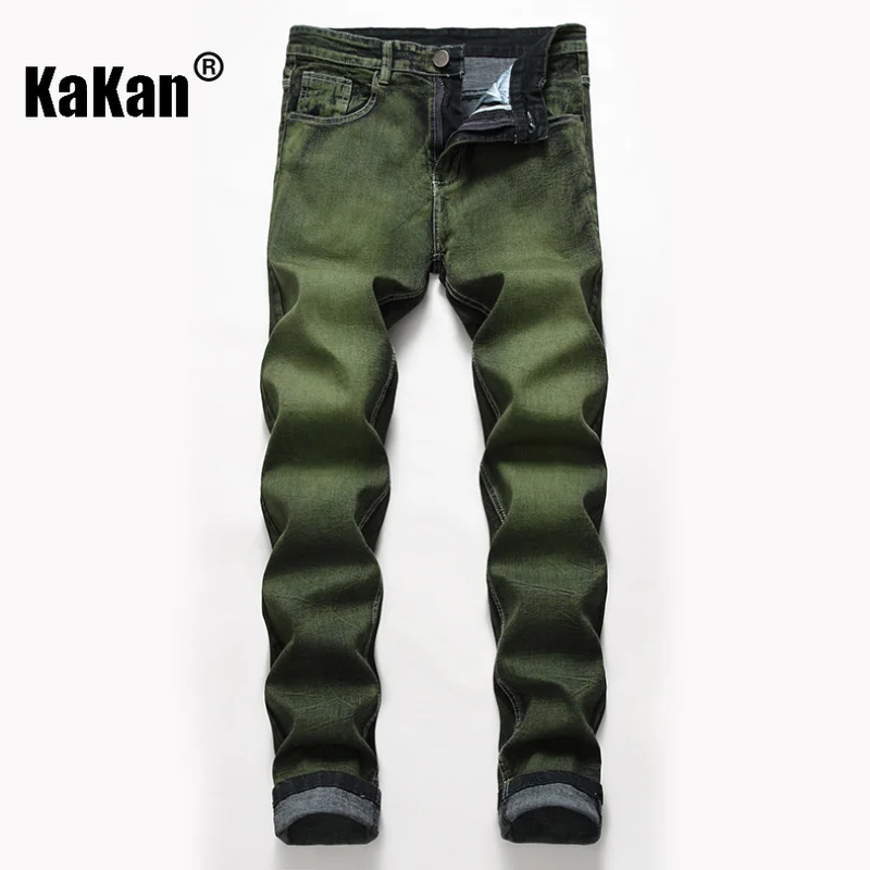 Top Trends: Kakan - European And American New Elastic Jeans Men&#039;s Wear, High Street Washed Old Green Black Long Jeans K36-6671 Shoppable Styles