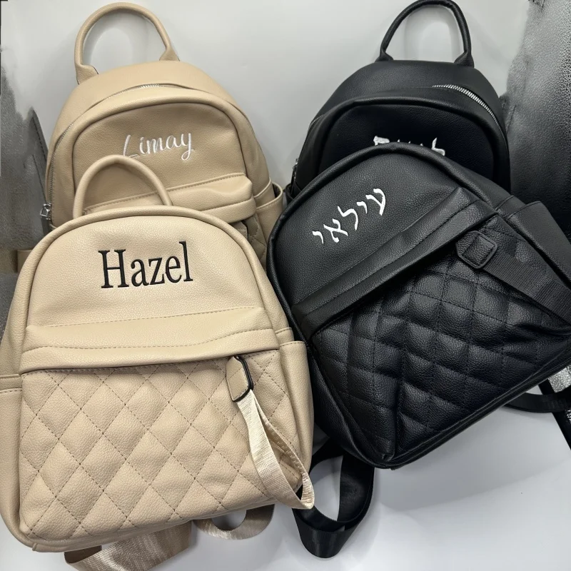 Top Trends: Custom Name PU Backpack For Women Personalized New Versatile Backpack Embroidered Any Name Ladies Gift Outdoor Leather Bags Shoppable Styles