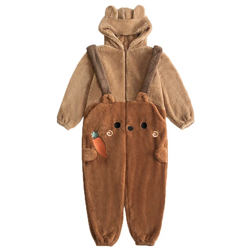 Top Trends: Women Flannel Cartoon Kigurumi Bear Pajamas Hooded Onesie Winter Adults Animal Halloween Christmas Cosplay Sleepwear Jumpsuits Shoppable Styles