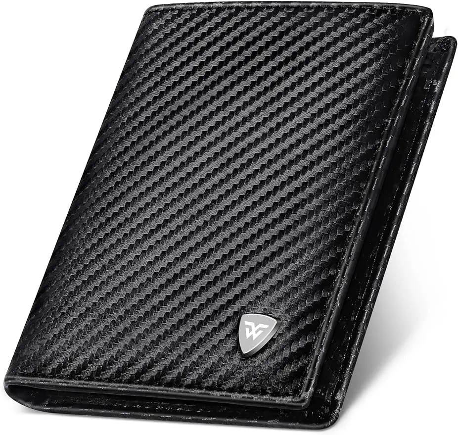 Top Trends: Classic Men's Wallet，black Carbon Fiber Card Holder, Multi-card Slot Compartment Bag, RFID Vertical Zipper Pocket Coin Purse Shoppable Styles